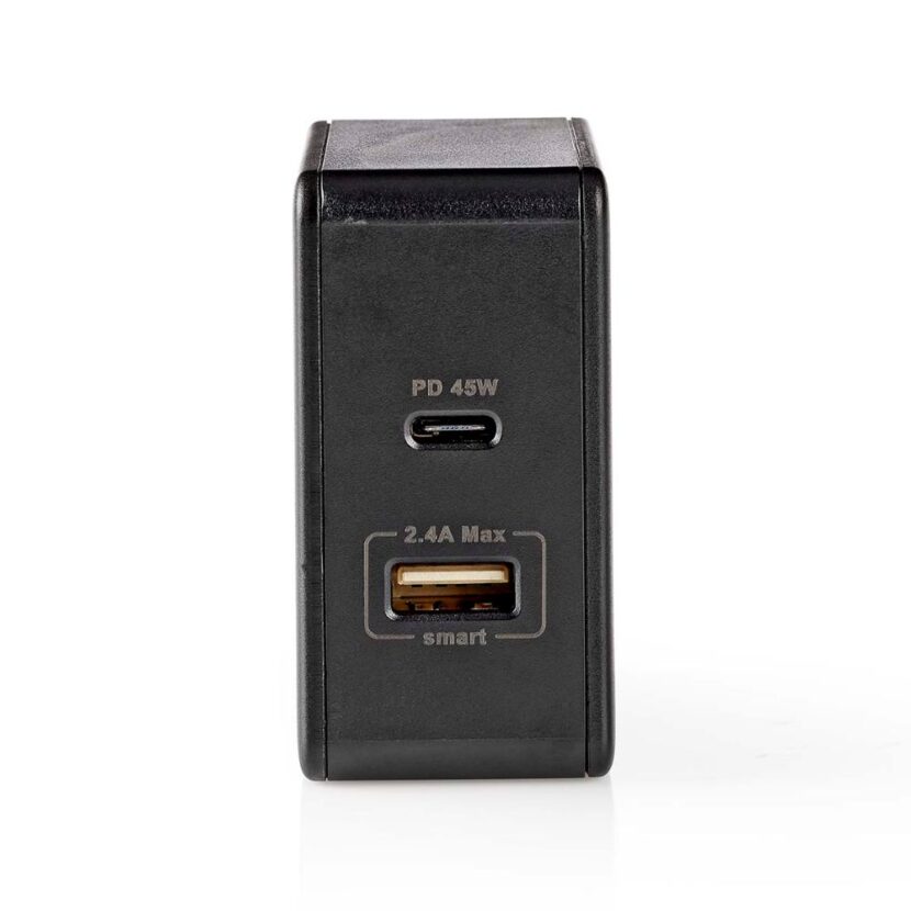 Nedis Φορτιστής Χωρίς Καλώδιο με Θύρα USB-A και Θύρα USB-C 45W Power Delivery Μαύρος