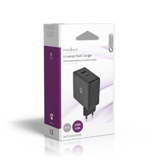 Nedis Φορτιστής Χωρίς Καλώδιο με Θύρα USB-A και Θύρα USB-C 45W Power Delivery Μαύρος