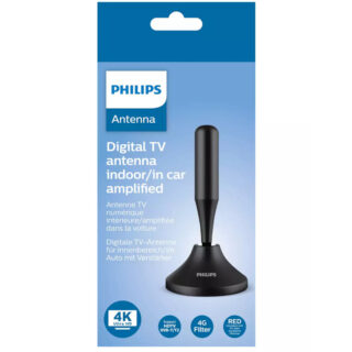 Philips SDV5300/GRS Κεραία τηλεόρασης HDTV/4K/UHF/VHF/FM εσωτερικού χώρου / αυτοκινήτου με ενισχυτή 24 db, φίλτρο GSM και μαγνητική βάση