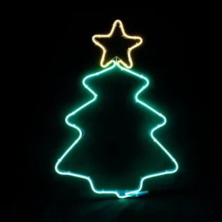 CHRISTMAS TREE 200 NEON LED 2m NEON DOUBLE SMD ΦΩΤ., WW + ΠΡΑΣΙΝΟ ΣΤΑΘ., 38.5X54CM