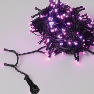 100 Led Λαμπάκια Με Πρόγραμμα, Επέκταση Και Μετασχηματιστή IP 44, Πράσινο Καλώδιο / Μωβ Λαμπάκι, 5 Μέτρα