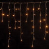144 Led Σταθερή Ασύμμετρη Κουρτίνα Με Επέκταση Και Μετασχηματιστή Ip44, 300 x 70(h) cm, Διάφανο Καλώδιο / Θερμό (Amber) Λαμπάκι