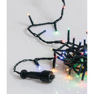 200 Led Λαμπάκια Με Πρόγραμμα, Επέκταση Και Μετασχηματιστή IP44, Πράσινο Καλώδιο / Πολύχρωμο Λαμπάκι, 10 Μέτρα