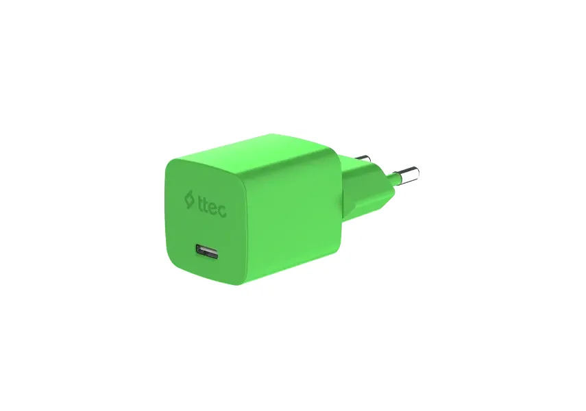 Φορτιστής TTEC SmartCharger GAN 45W PD Travel Fast Charger+ USB-C - USB-C 3A Cable Neon Green