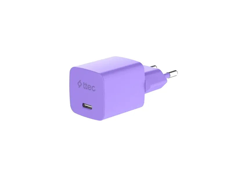 Φορτιστής TTEC SmartCharger GAN 45W PD Travel Fast Charger+ USB-C - USB-C 3A Cable Neon Purple
