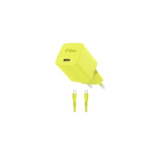 Φορτιστής TTEC SmartCharger GAN 45W PD Travel Fast Charger+ USB-C - USB-C 3A Cable Neon Yellow