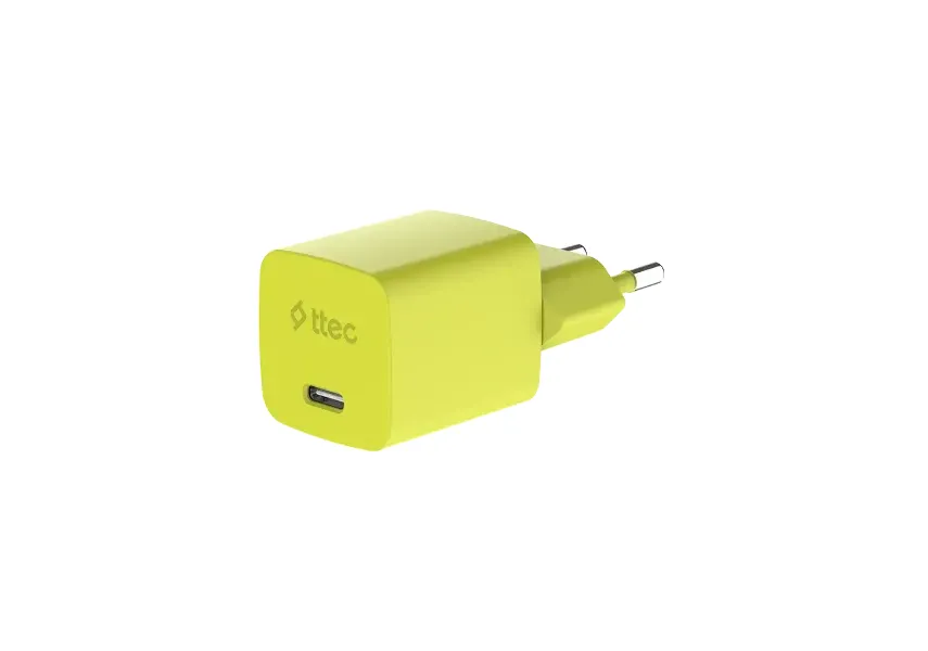Φορτιστής TTEC SmartCharger GAN 45W PD Travel Fast Charger+ USB-C - USB-C 3A Cable Neon Yellow